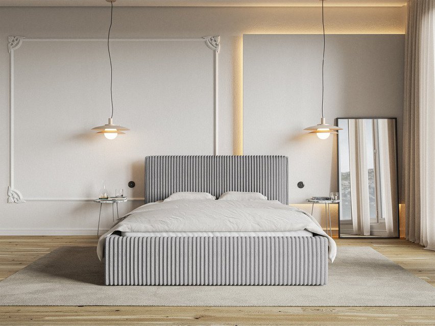 Upholstered bed 180x200 cm Tilio with storage, metal frame Tilia 86, thick corduroy