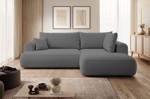 Ovo II L-shaped corner sofa with sleeping function Castel 93 with side and container, easy-to-clean velvet, right-hand