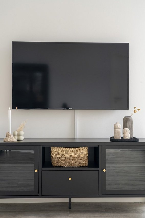 Gubees TV cabinet on legs with drawer, black