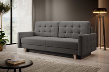 Verat three-seater sofa with storage, dark gray velvet, easy to clean