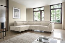 Corner sofa with sleeping function Mamutio L-shaped with side section Aphrodite 02 chenille left side