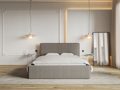 Upholstered bed 160x200 cm Tilio with storage, metal frame Tilia 11 thick corduroy