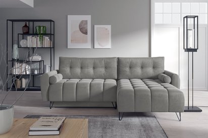 Corner sofa with sleeping function Minna L-shaped Amon 09 with container hydrophobic velvet universal