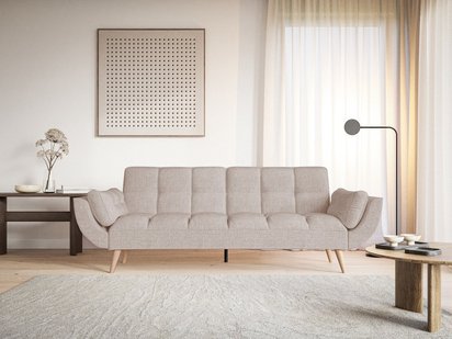 Veries three-seater sofa, quilted taupe