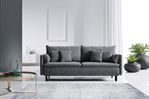 Gennario three-seater sofa bed with storage (Fabric: Cloud 91, Legs: Black)