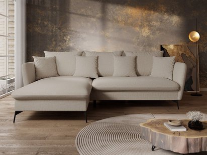 Castilio L-shaped corner sofa with sleeping function with Moly 11 container, hydrophobic chenille, left-hand side