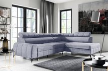 Corner sofa with sleeping function London L-shaped right side with storage Paros 05 velour