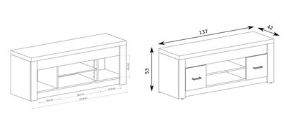 Inaren TV cabinet 137 cm (Dark Ash, LED)