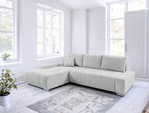 Corner sofa with sleeping function Magliano L-shaped with storage light gray corduroy left-hand side