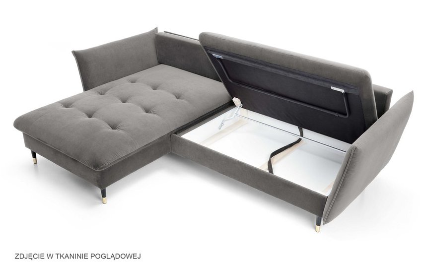 Balze L-shaped corner sofa bed with storage (Fabric: Matt Velvet 83, Side: Left)