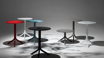 Step Nardi round garden table, 60 cm, made of certified light blue material