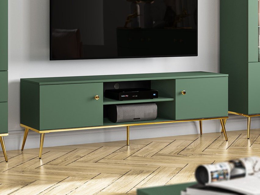 Maturie TV cabinet with shelves 160 cm Green