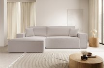 Farese New L-shaped corner sofa with sleeping function with a left-handed brown boucle container