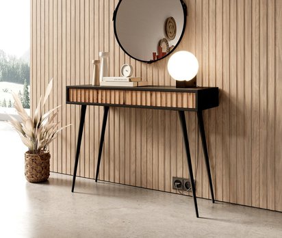 Bello dressing table 104 cm black/Wotan oak with black legs