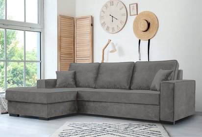 Corner sofa with sleeping function Pazzano L-shaped with container Palladium 16 left-hand side