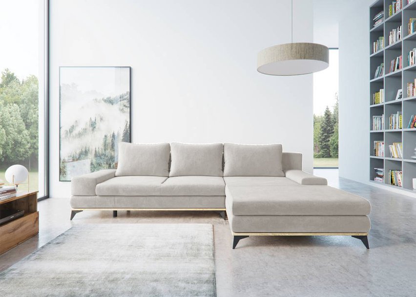 Corner sofa with sleeping function Stoverto (Fabric: Element 17, Side: Left)