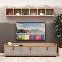 Cementika TV cabinet with wall shelf