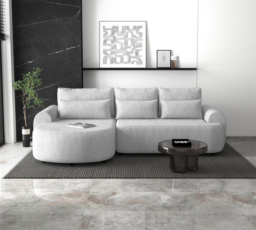 L-shaped left-hand corner sofa Honua with sleeping function Modesto 481 braid