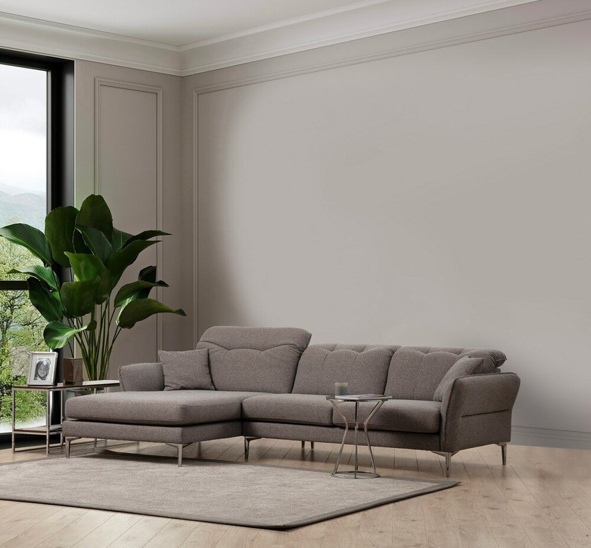 Corner sofa with movable headrests Cludges L-shaped gray left-hand side