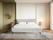 Upholstered bed 160x200 cm Roule Amon 09 hydrophobic velvet black legs