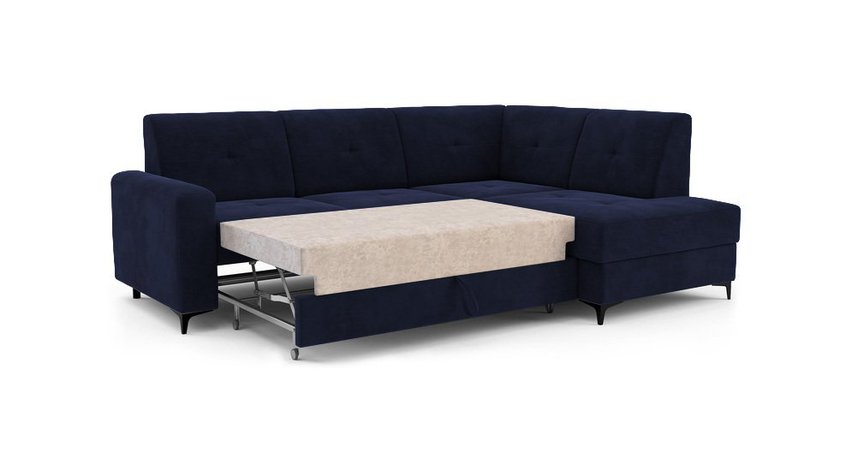 Penela L-shaped corner sofa bed with storage (Fabric: Riviera 79, Side: Right)