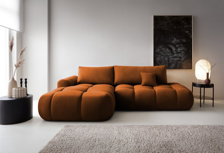 Ombo L-shaped corner sofa with sleeping function with container Salvador 14, hydrophobic velvet, left-hand side