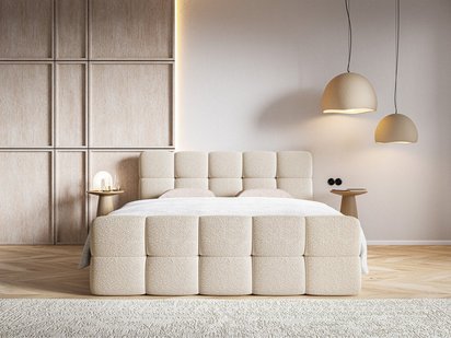 Continental bed 180x200 cm Cloudy with containers and Legend 02 boucle topper