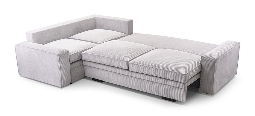 Figline L-shaped corner sofa with sleeping function with container Lincoln 86 corduroy left-hand side