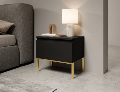 Bemmi black bedside table with gold legs