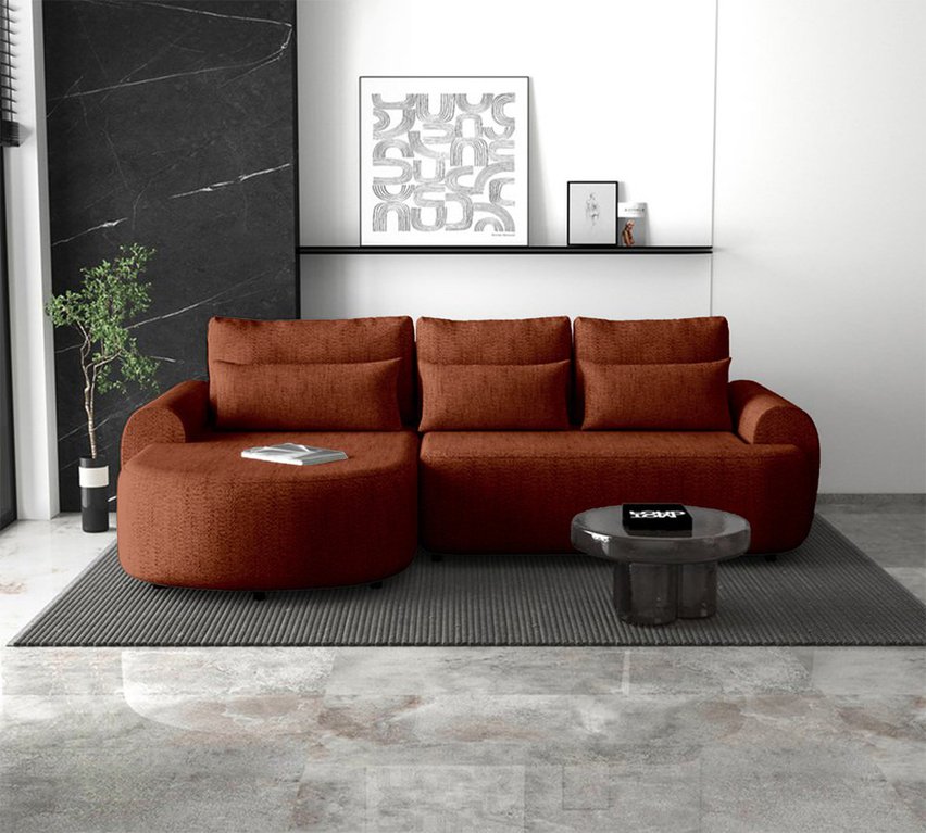 L-shaped left-hand corner sofa Honua with sleeping function Modesto 483 braid