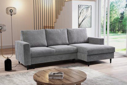 Corner sofa with sleeping function Nalika L-shaped with storage Poso 55 corduroy right-hand side