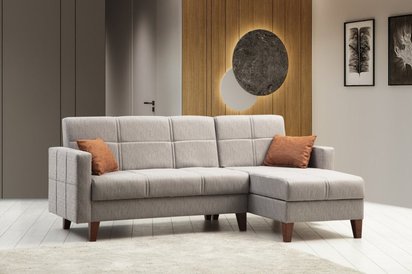 Corner sofa with sleeping function Desizes L-shaped right-hand side gray