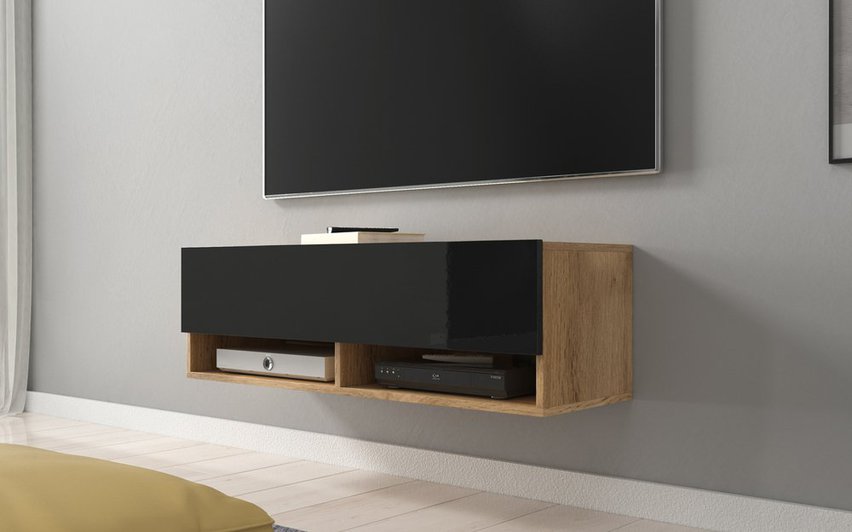 Wander TV Cabinet 100 cm (Colour variant: Wotan Oak / Gloss Black, Colour: Non)