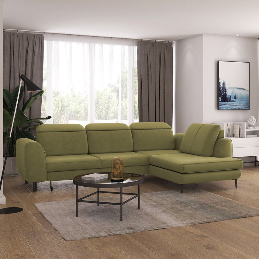 Corner sofa with sleeping function Tasar (Fabric: Matt Velvet 38, Side: Left)