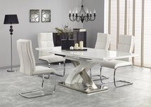 Reinosa extendable table 160-220x90 cm white with glass top