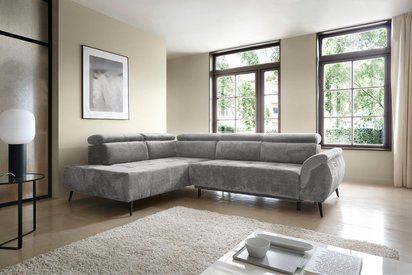 Corner sofa with sleeping function Mamutio L-shaped with side section Aphrodite 21 chenille left-hand side