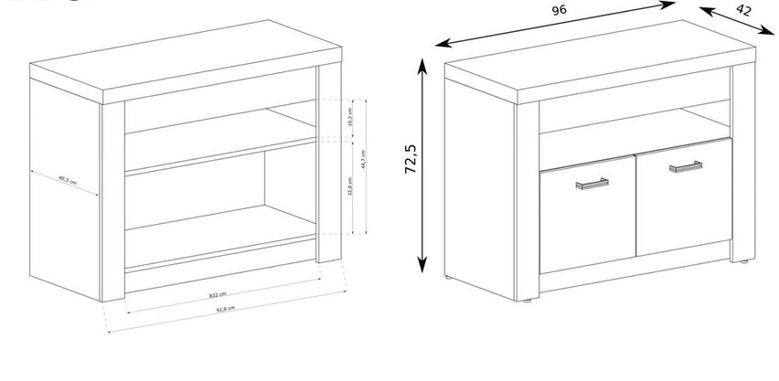 Inaren TV Cabinet 96 cm (Dark Ash, LED)