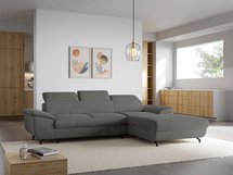 Corner sofa with sleeping function Lambo L-shaped Castel 93 with container, black legs, right-hand side