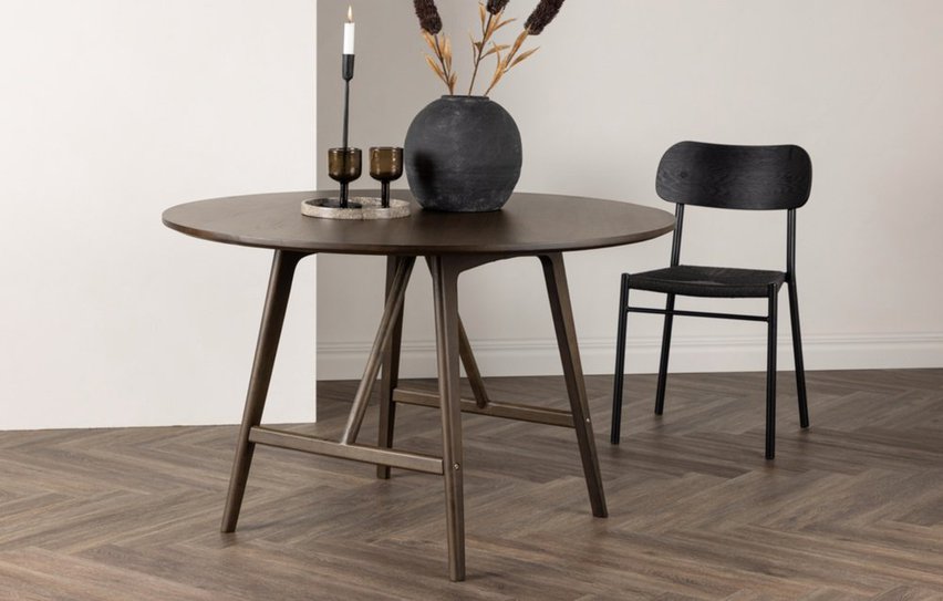 Faminity round dining table 100 cm dark walnut