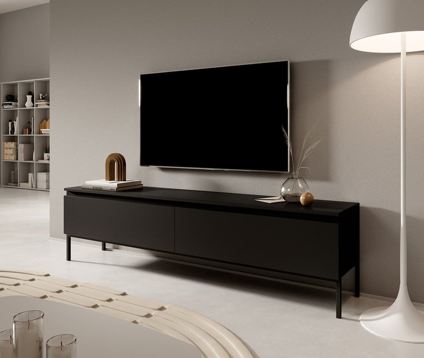 Bemmi TV cabinet, 150 cm, black with black legs