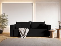 Three-seater sofa Lilla Amon 13 with a container in hydrophobic velor fabric, black legs