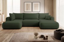 Ovo U-shaped corner sofa with sleeping function with container Castel 39, easy-to-clean velvet, left-hand side