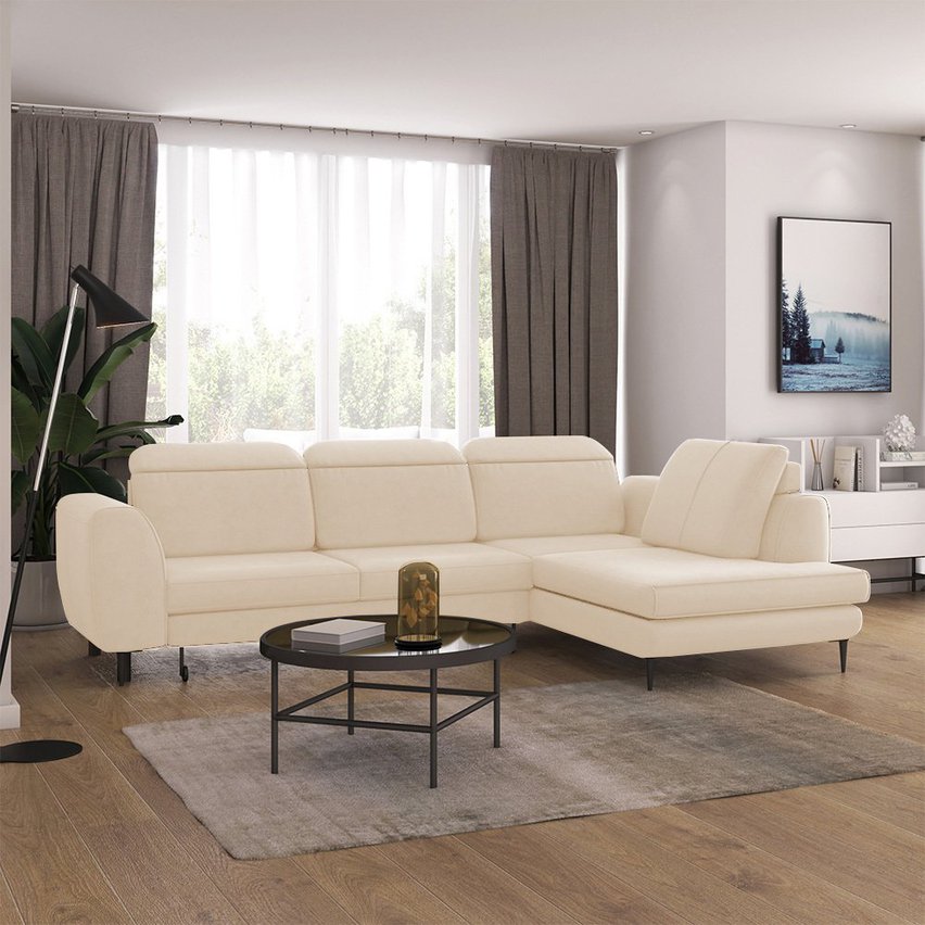 Corner sofa with sleeping function Tasar (Fabric: Matt Velvet 06, Side: Left)