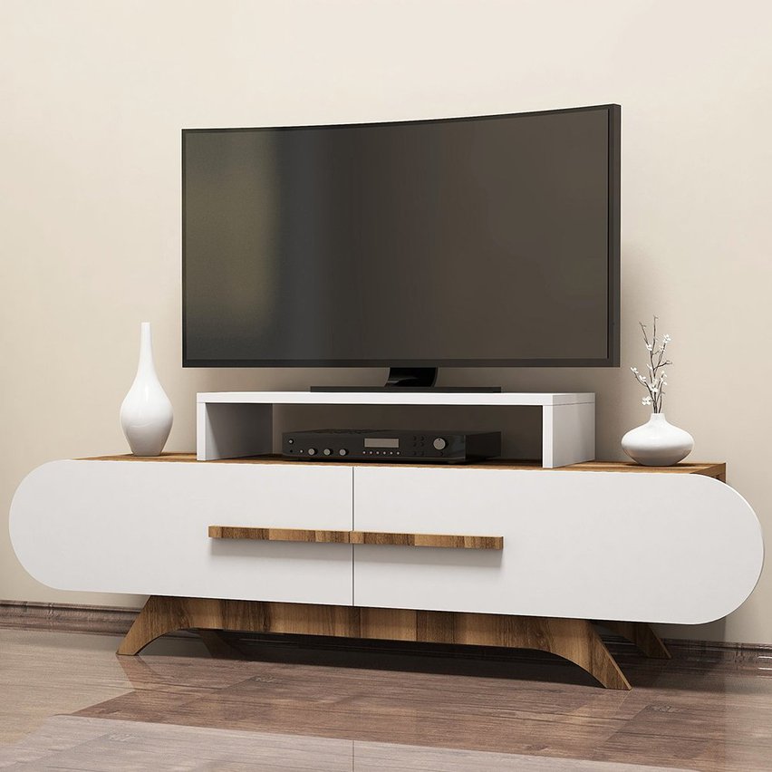 Ovalia TV cabinet 145 cm with white front