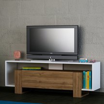 Hutilla TV cabinet, white with walnut elements