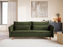 Ummo Magic Velvet 2295 three-seater sofa with a container, hydrophobic velor fabric, gold legs