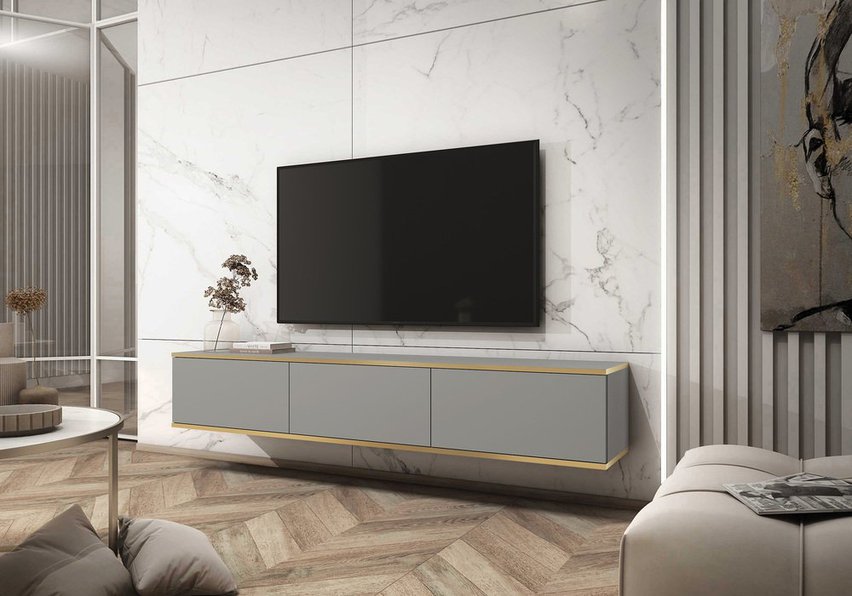 Mucalma TV cabinet 175 cm gray with gold inserts RTV175SZ