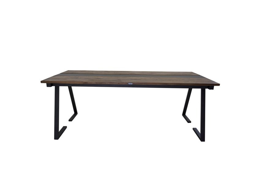 Sality teak dining table on steel legs