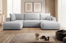 Ovo U-shaped corner sofa with sleeping function with Castel 80 container, easy-to-clean velvet, left-hand side