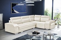 Umill L-shaped corner sofa with sleeping function with containers with a bar and a pouf Monolith 02 right-hand side